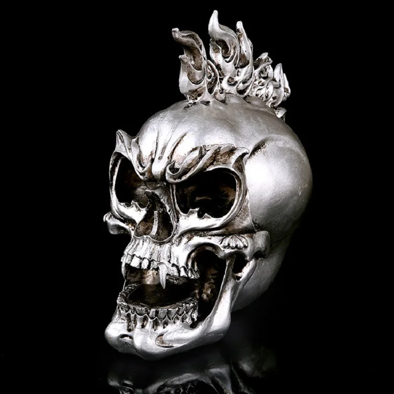 

Silver Skull Art home DÃ©cor Human Skull Model Halloween DÃ©cor Home Decoration Skull Head Statue Room DÃ©cor Decorative Figures
