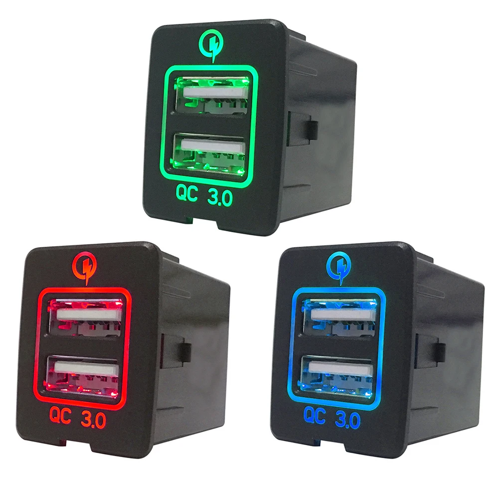 

Автомобильное зарядное устройство с двумя USB-портами, адаптер 3,0, Разветвитель Прикуривателя, универсальное зарядное устройство со светоди...