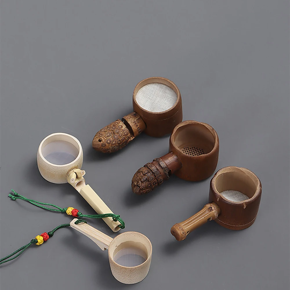 

Tea Leak Filter Bamboo Reusable Tea Leaf Spice Filter Wood Strainer Filter With Handle Mesh Leak Teapot Infuser for Kitchen