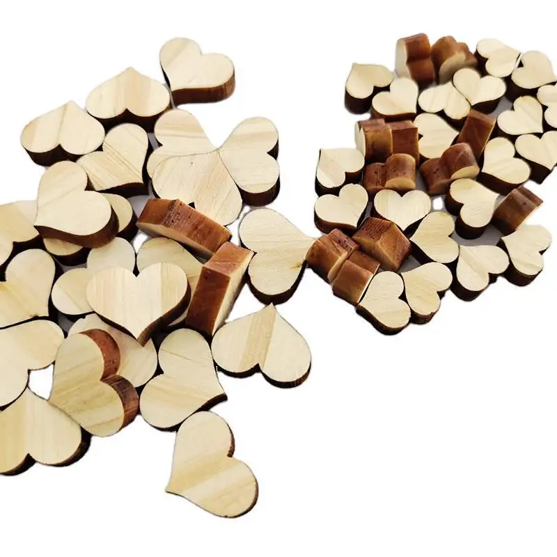

100 шт., деревянные диски в форме сердца, 7 мм