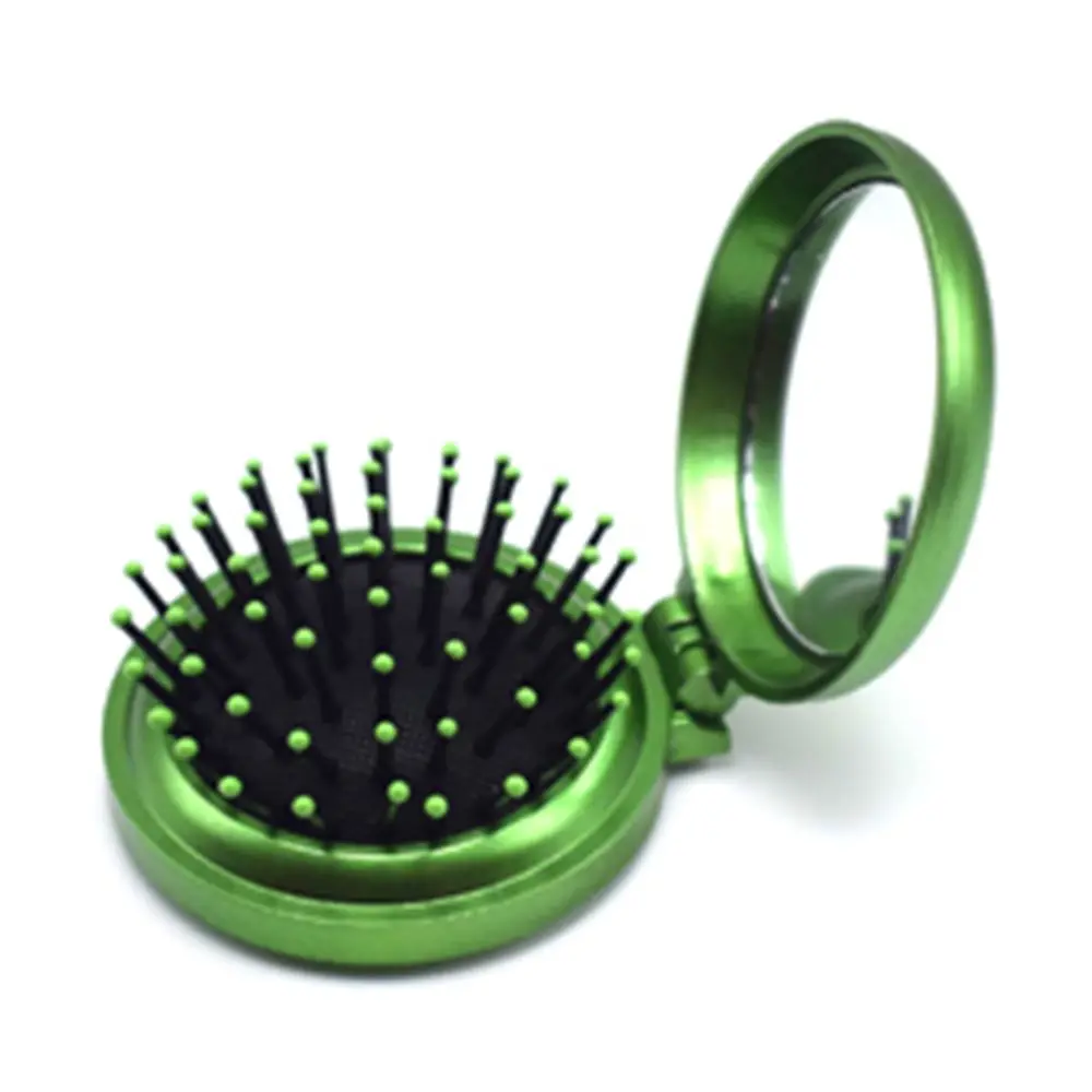 

New 1 Pc Makeup Comb Hair Brush Pro Styling Tool Portable Mini Folding Comb Airbag Massage Round Travel Hair Brush with Mirror