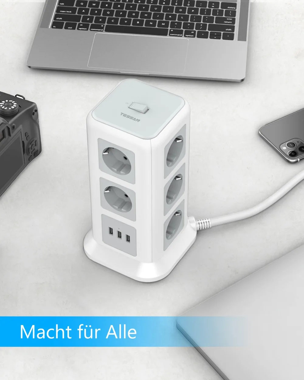 Европейская розетка TESSAN с удлинителем питания и портами USB удлинитель 11