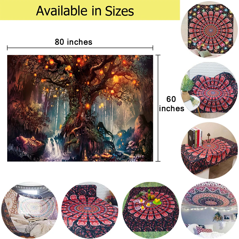 

Simsant Fantasy Forest Plants Psychedelic Tapestry Tree of Life Trippy Art Wall Hanging Tapestries for Living Room Home Decor