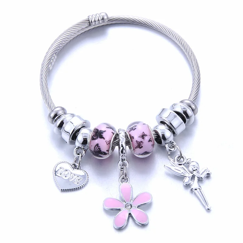 Новый браслет из бисера подвеска в форме сердца с цветком шармами регулируемая