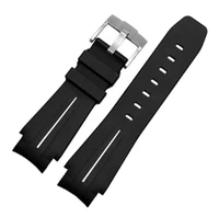 21mm black rubber replacement watch band silicone watch strap buckle watchband fits for rolex deepsea
