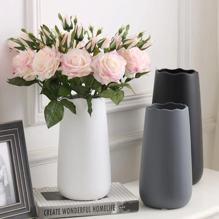 

Керамическая ваза для цветов, большая Минималистичная Роскошная ваза в скандинавском стиле для современного искусства, креативный стол дл...