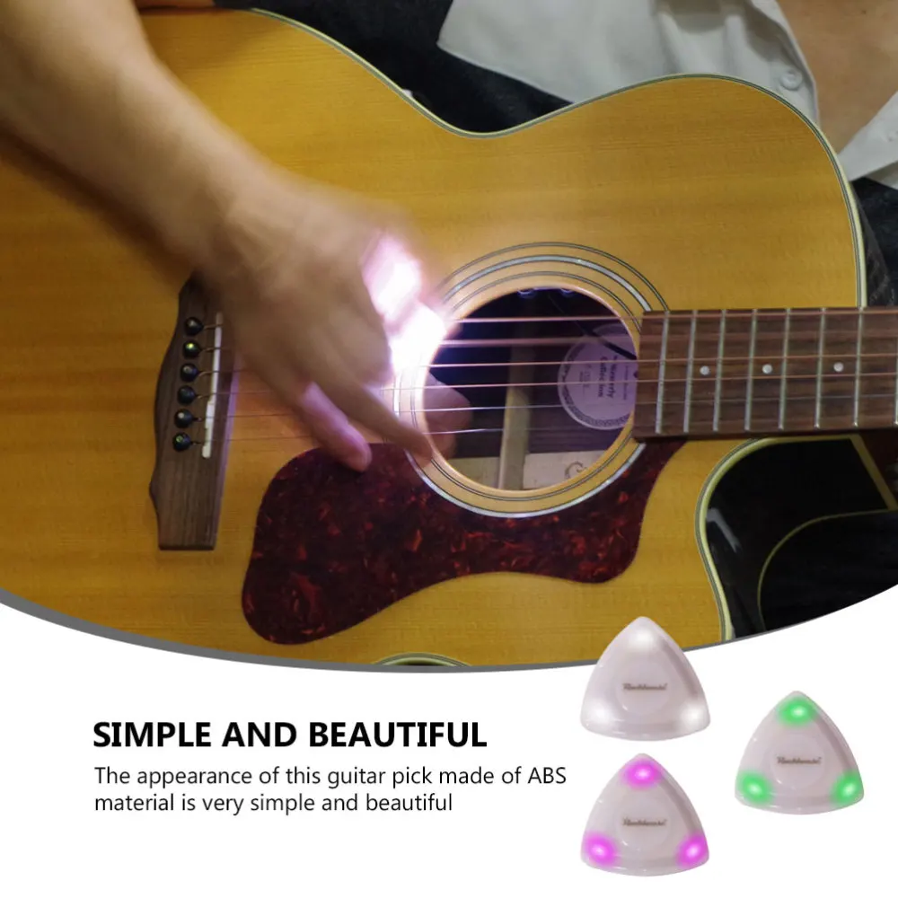 

3pcs LED Luminous Guitar Picks Guitar Accessory Acoustic Folk Guitar Plectrum