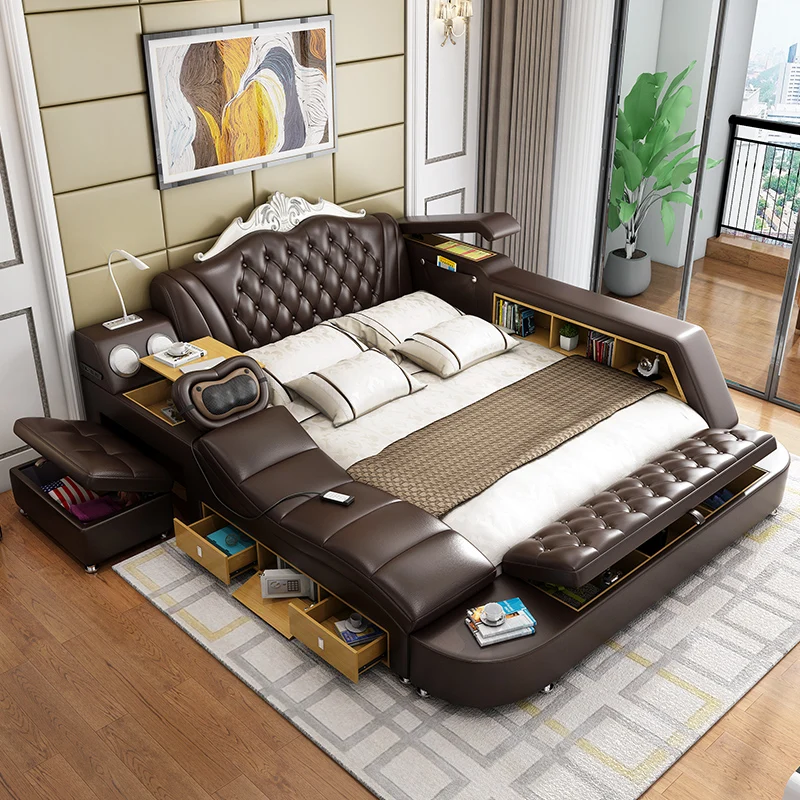 Современный дизайн умная кровать для спальни Bluetooth-динамик и массажная
