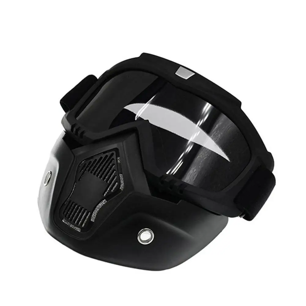 Black lens Мотоцикл Акула шлем очки мотокросса шлем очки ретро ветрозащитные открытые шлемы маска для глаз - Цвет: Black lens
