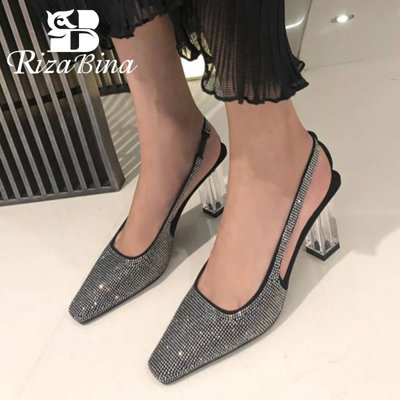 Туфли-лодочки женские из натуральной кожи на толстых высоких каблуках с