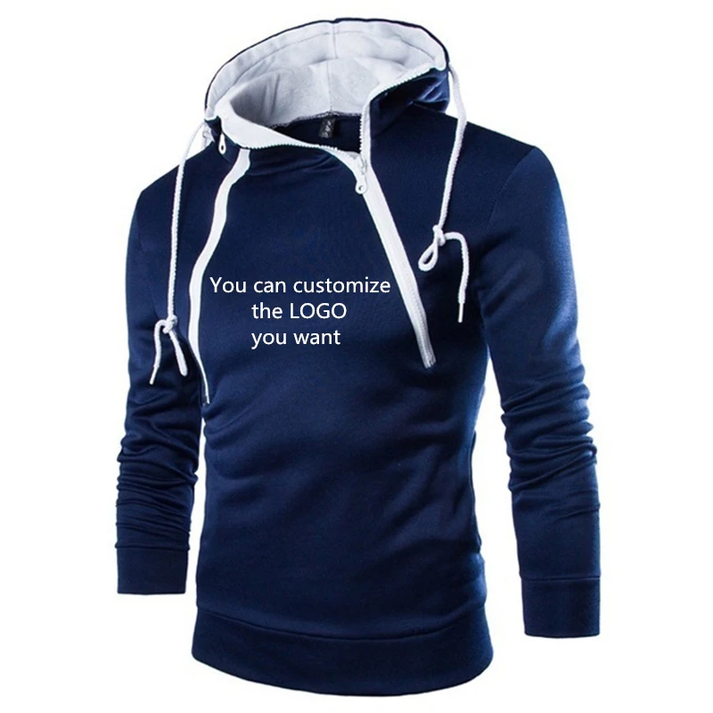 

Unisex Spring Autumn New Men's pullover Can Custom LOGO Solid Color Pullover Double Chain Cotton Men's Hoodie