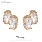 Модные бриллиантовые очаровательные медные квадратные серьги Yhpup 14 K бижутерия для помолвки новый подарок