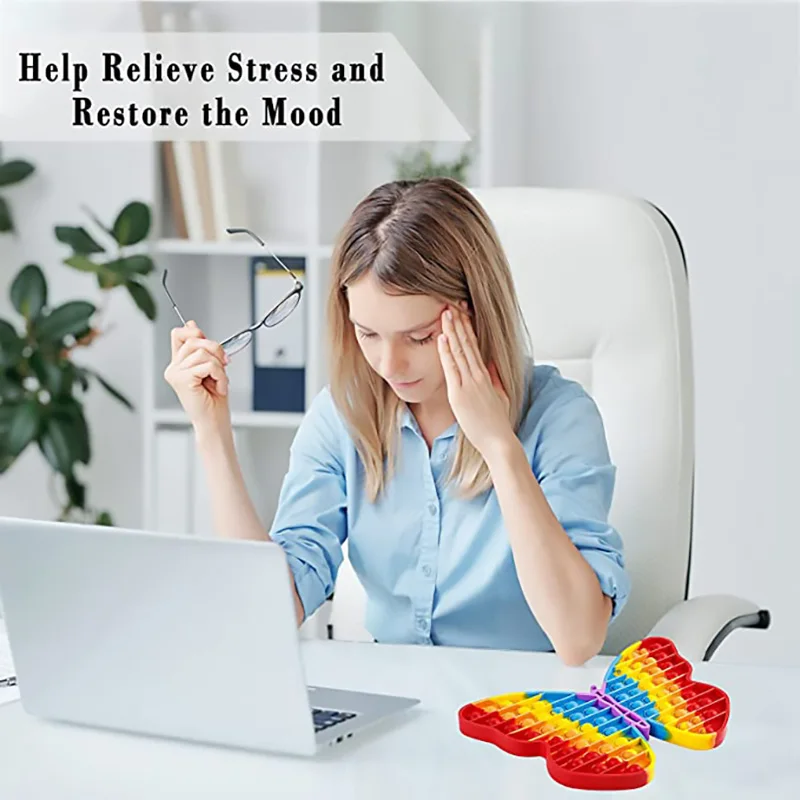 

Big Pop Push Bubble Sensory Toy Anxiety Autism Stress Bubble Silicone Gift Special Need Kid Teen Adult Friend Butterfly Fidget