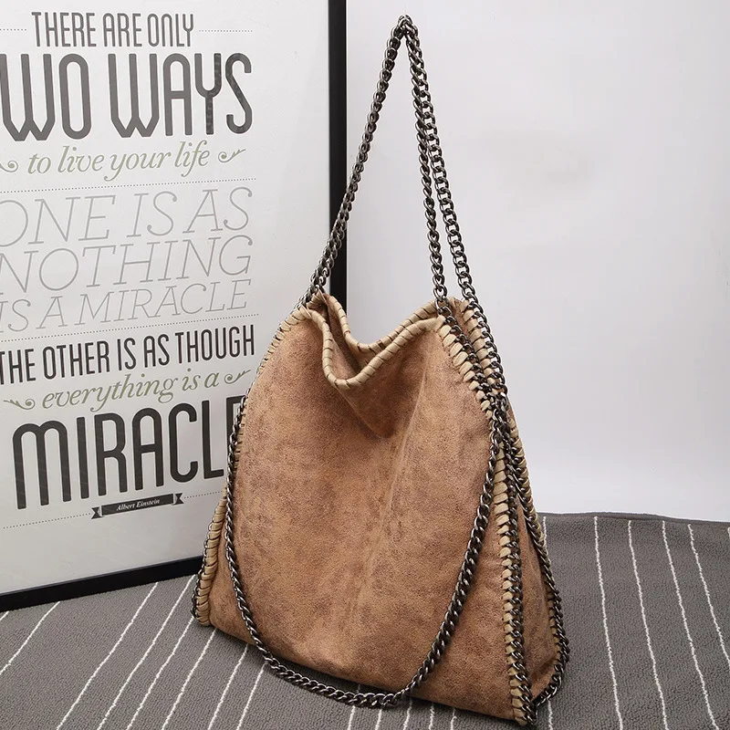 

2021 Spring new frosted material handbag chain woven foldable lady's shoulder bag women multi-funcation bag