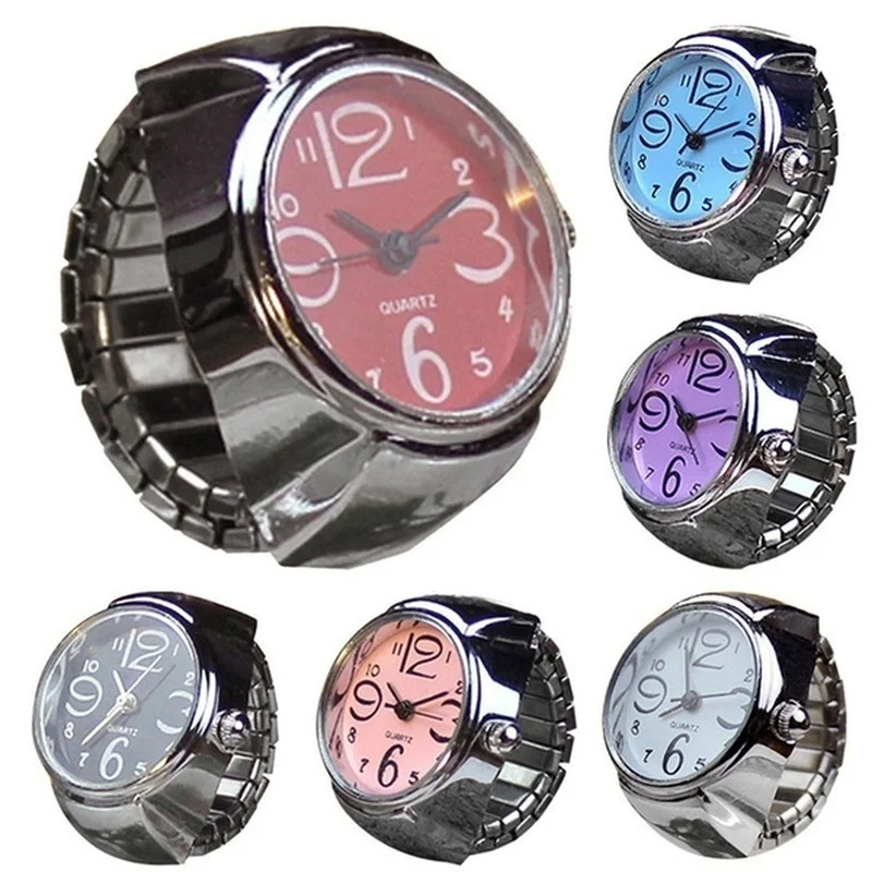 

Fashion Creative Couple Watches Rings Steel Round Elastic Quartz Finger Ring Watch Lady Girl Hip-hop Style Jewelry Gifts
