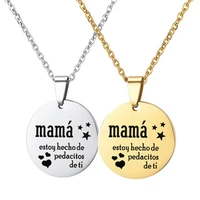 stainless steel round lettering spanish pendant necklace present to mama fashion jewelry mothers day gift