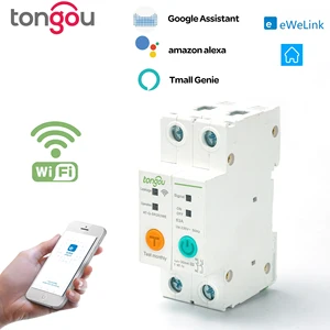 63a din ​rail wifi circuit breaker smart switch remote control by ewelink app for smart home 63a with leakage protection free global shipping