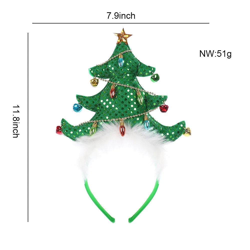 Повязка на голову с блестками для девочек повязка в виде рождественской елки