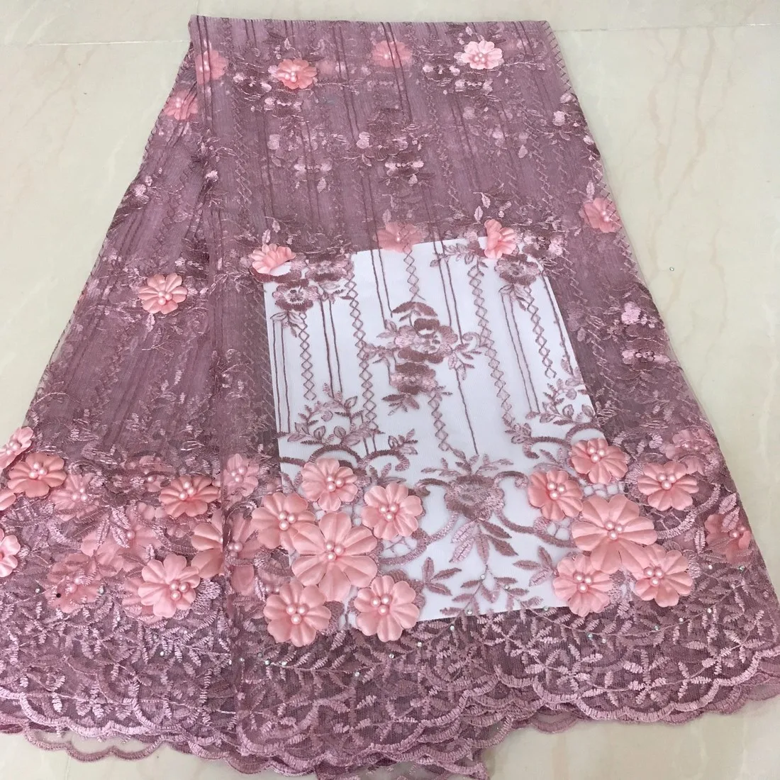 

Pink African Lace Embroidered Nigerian Guipure Lace for Wedding High Quality 2020 French Tulle Lace Fabric with Beads LHX17-3
