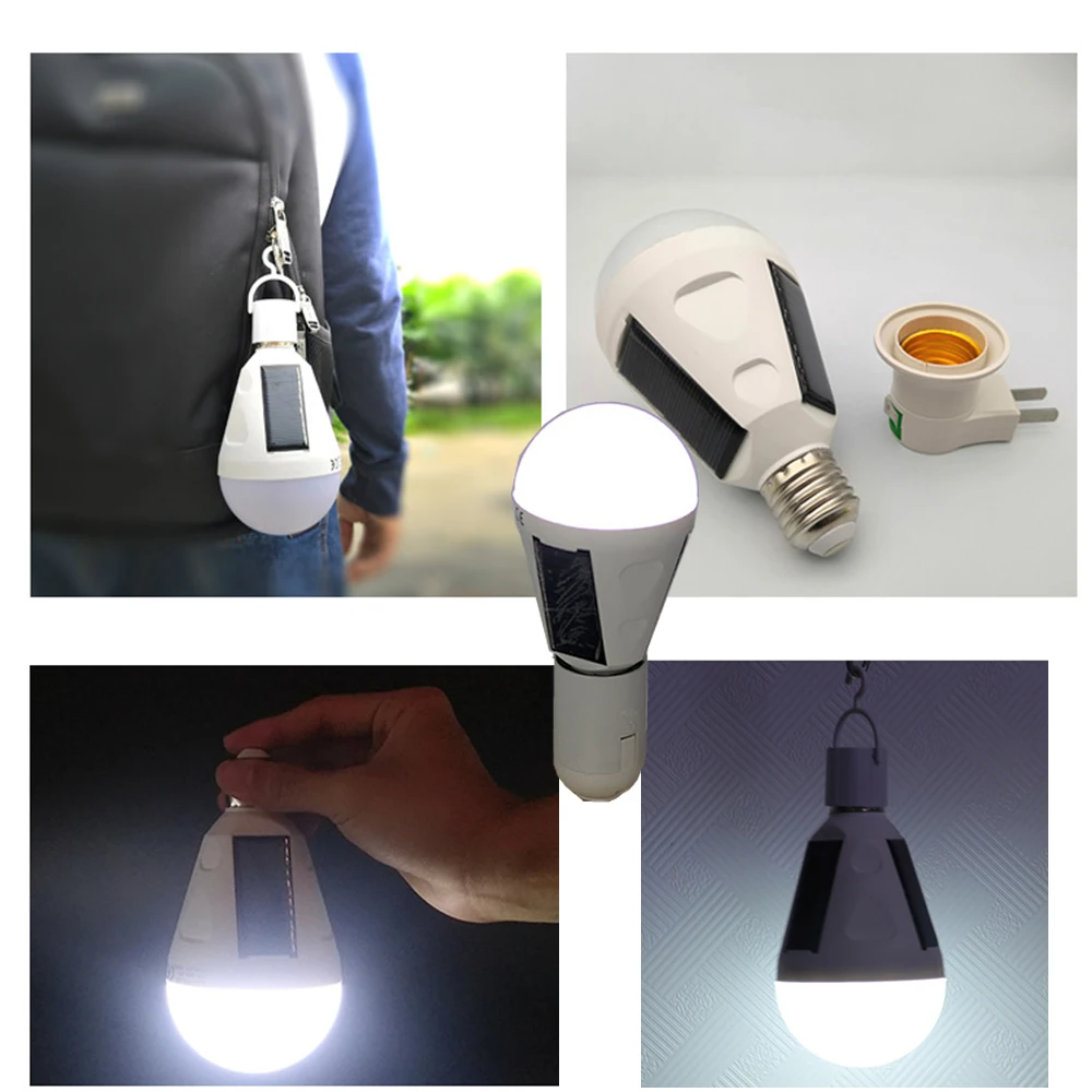 

Solar Lamp Powered Portable Led Bulb Light Solar Energy Lamp Led Lighting Solar Panel Camp Tent Night indoor Fishing Light hook
