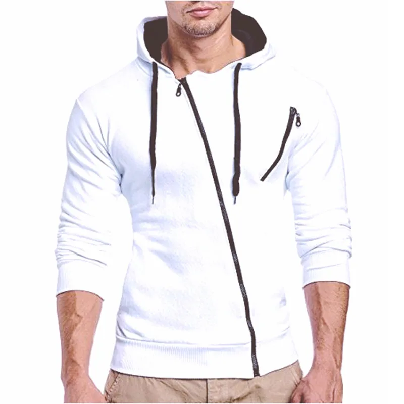 

2021 Men's Diagonal Zipper Hoodie Two-Piece Men's Hooded Solid Color Casual Sportswear Suit Autumn Men's Fashion Clothing