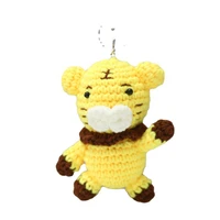 10pcslot plush keychain exquisite artificial weaving yellow tiger soothing couple valentine day pendant