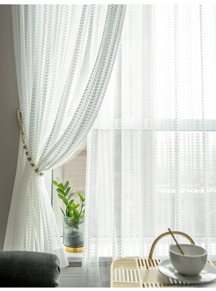 Korean Embroidered Sheer Curtains tulle For Living Room Bedroom Kitchen Yarns Children's room Custom curtain White tulle Curtain