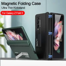 For Samsung Galaxy Z Fold 3 2 Fold3 5G Case Hinge Magnetic Adsorption Kickstand Ultra Thin Hard Plastic  Phone Cover Case Capa