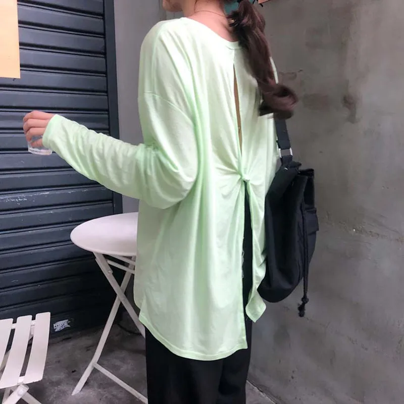 Осенняя Корейская однотонная дизайнерская тонкая женская рубашка Hzirip с круглым