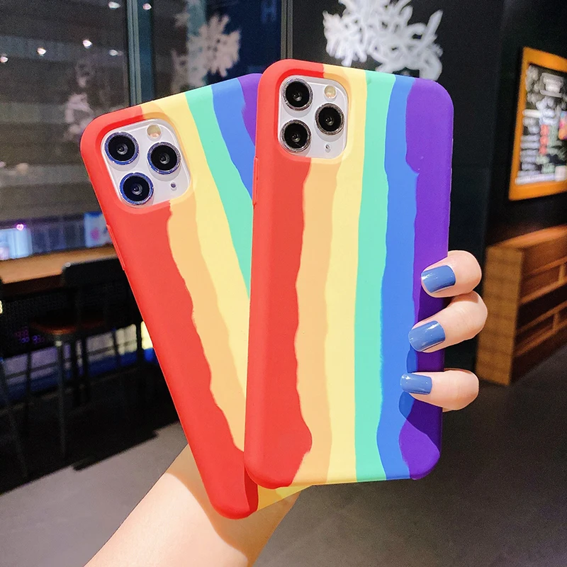 Rainbow Phone Case for Iphone 11 Pro XS Max XR 6 6s 7 8 Plus X Soft Silicone Airpods 1 2 Earphone Headset Cover | Мобильные телефоны