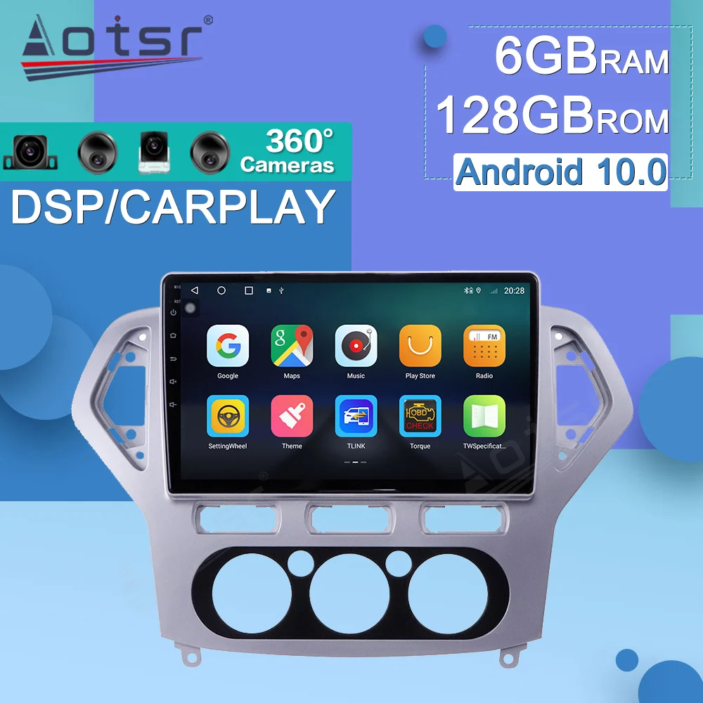 

GPS Multimedia Navigation Player For Ford Mondeo Mk4 2007 - 2010 Car Radio Voice Control Andriod 10.0 2 DIN Stereo Receiver DSP