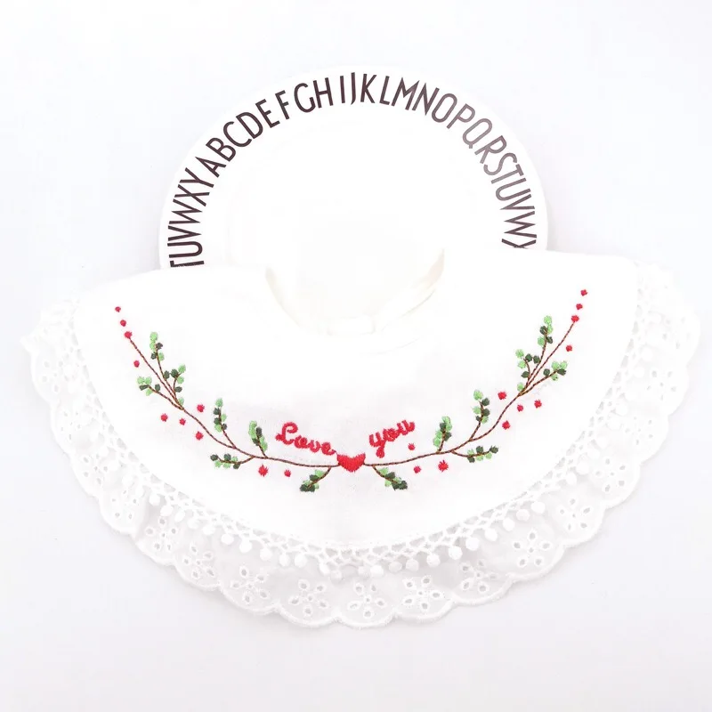 Вышитый качественный детский круглый нагрудник хлопковое детское слюнявчик