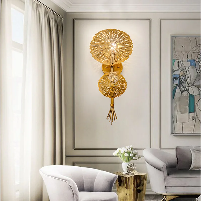 Nordic post-modern lotus leaf wall lamp light luxury living room background decoration aisle bedroom study bedsid | Лампы и освещение