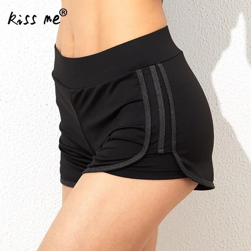 Однотонные женские спортивные шорты беговой костюм женский эластичный пояс