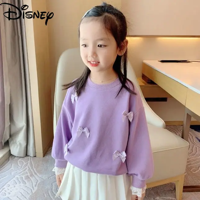 

Disney fashion cute cartoon fugitive princess bow lace blouse simple, comfortable, soft and breathable casual children's sweater