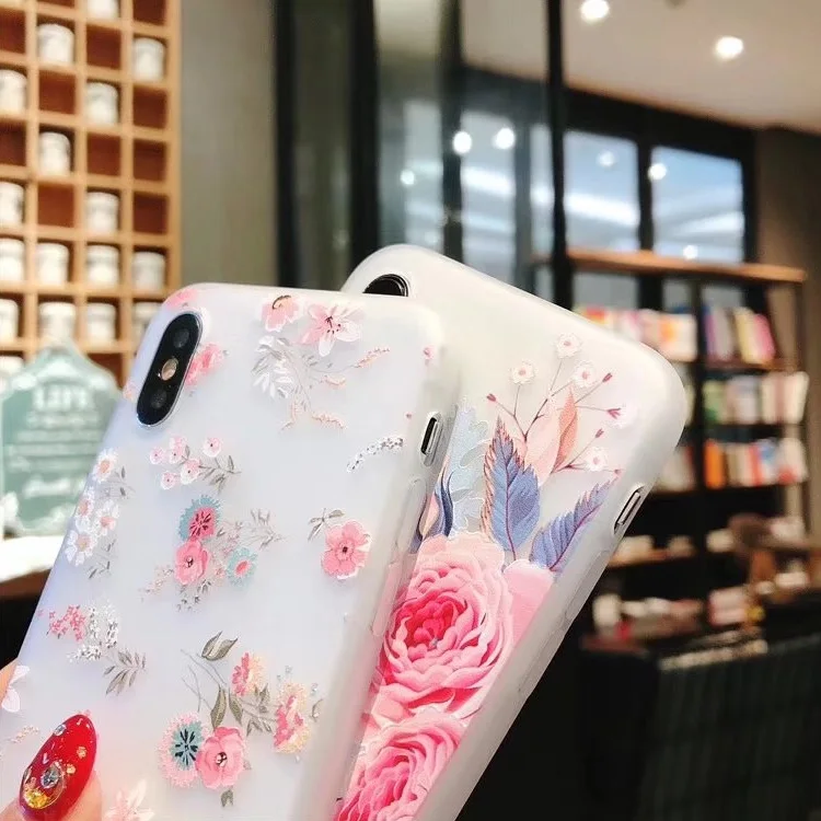 3D маленький цветочный тисненый чехол для телефона iPhone 11 Pro X XR XS Max 7 8 66Plus Роскошный