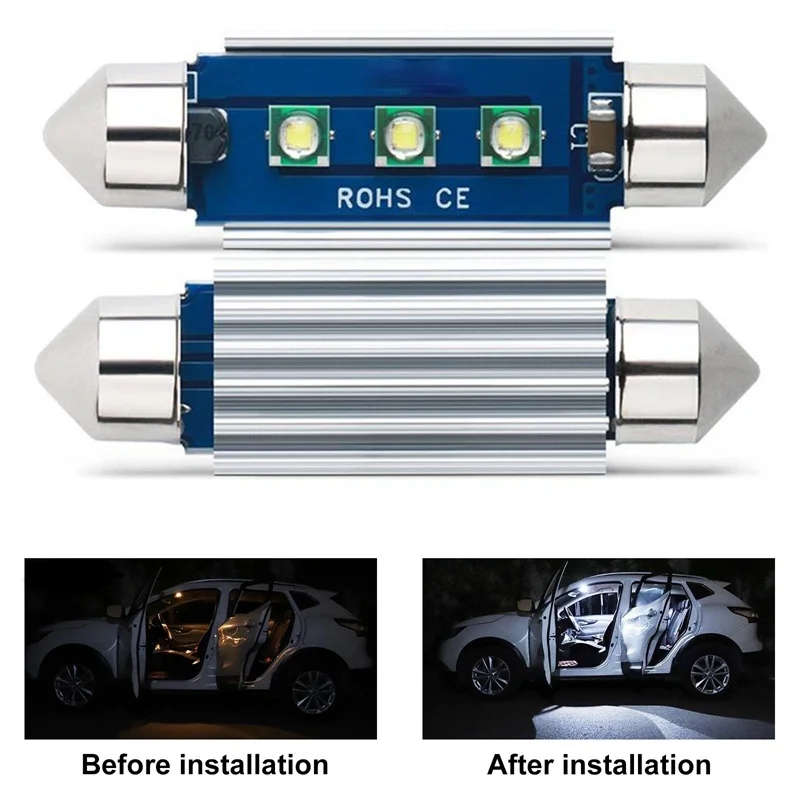 

4pcs/set 36mm Festoon super brightness white Led Interior Reading Light Exterior License Plate Bulb 12V dome lamps for Car Truck