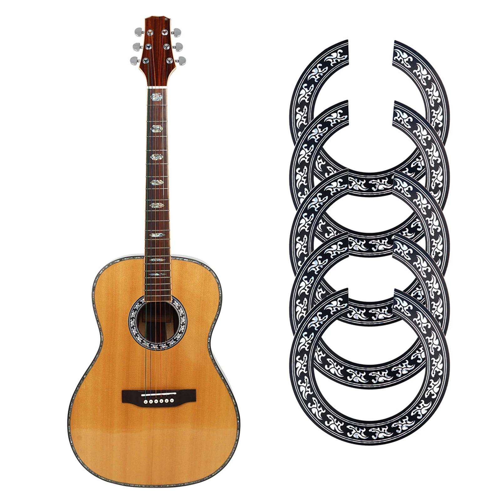 

5 PCS Guitar Sound Hole Decal Sticker for 39 inch Classic Guitar Accessory
