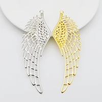 20 pcs 37x110mm gold colorwhite k metal filigree flowers slice wing charms pendant jewelry diy accessories components making