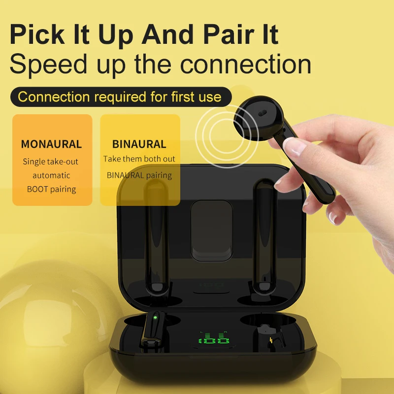 Фото DS-T03 Bluetooth-наушники; Стереонаушники с шумоподавлением; Сенсорное управление светодиодный ным сенсорным цифровым дисплеем; Гарнитура для спо... №3
