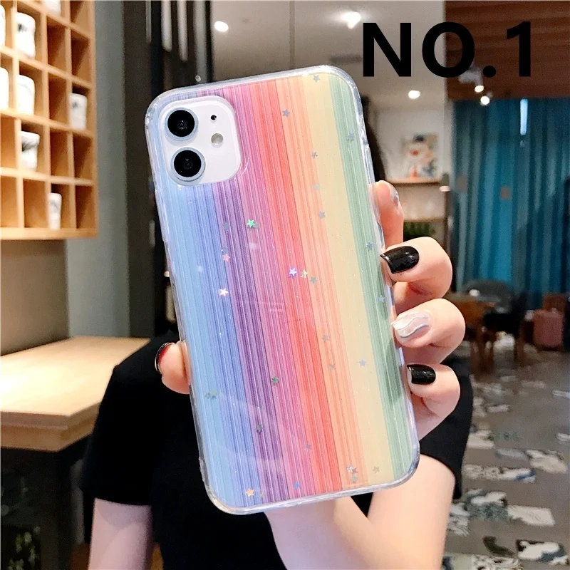 Цветной Радужный Блестящий блестящий чехол для телефона iPhone 11 11Pro 11ProMax Xs XsMax X 8 8Plus