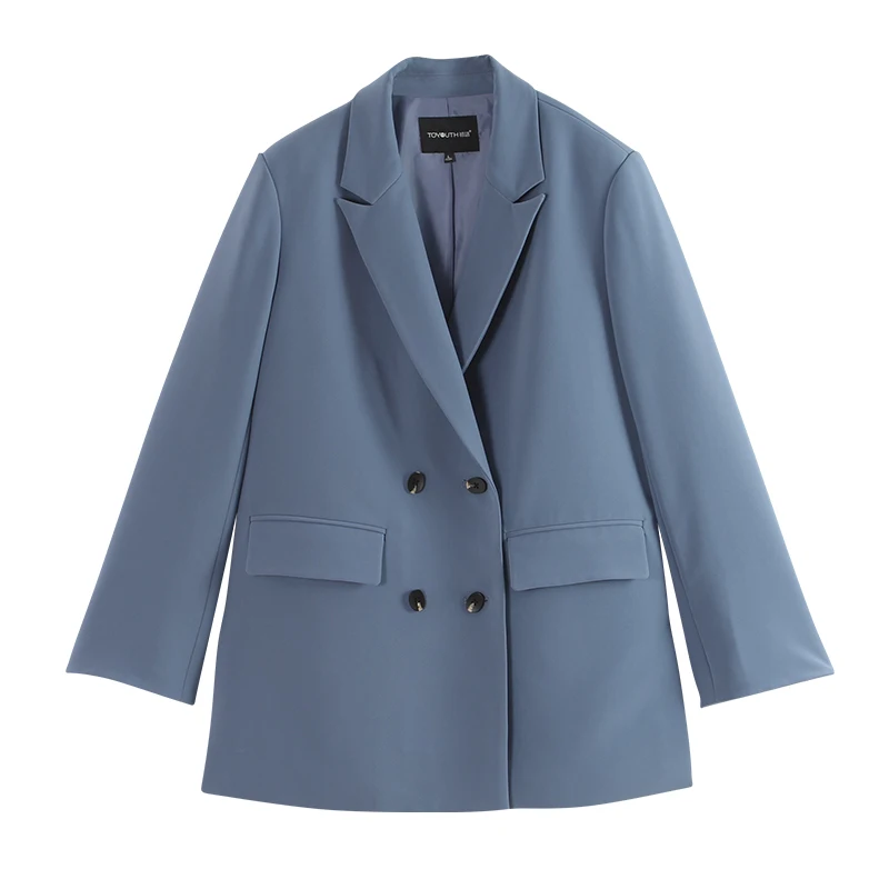 Toyouth OL Style сплошные блейзеры 2020 модные двубортные Женские с длинным рукавом