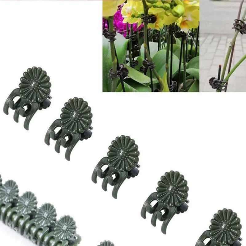 

50 Pcs Plastic Plant Fix Clips Orchid Stem Vine Support Vegetables Farm Flowers Fruit Tied Bundle Branch Clamping Gardening Tool