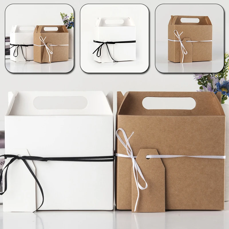 

Gift Candy Paper Box With Ribbon And Blank White Card 14.5X6.5X16 Cm Present Boxes Packing Christmas Candy Wedding Souvenir Box