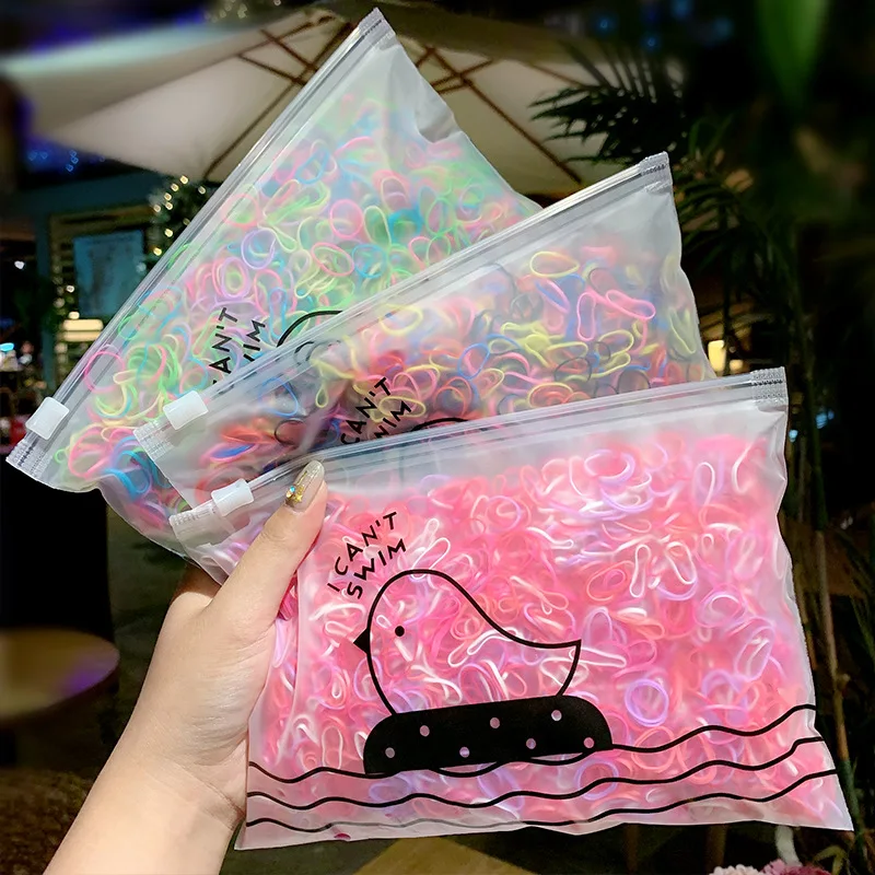 1000 pcs Girls Elastic Hairband Disposable Hair Ties ColorfuL Hair Accessories Kids Rubber Band Ponytail Holders Scrunchies
