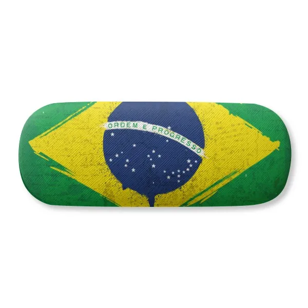 

Hand-painted Brazil Flag Brazil Glasses Case Eyeglasses Clam Shell Holder Storage Box