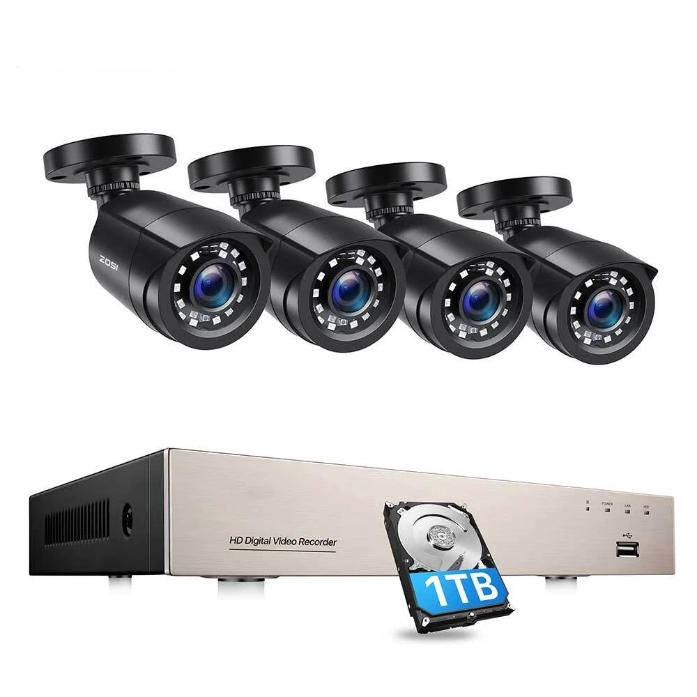 

Система видеонаблюдения H.265 + 8-канальный видеорегистратор с 4/8 1080p наружной камерой безопасности, комплект видеорегистратора, домашняя сист...