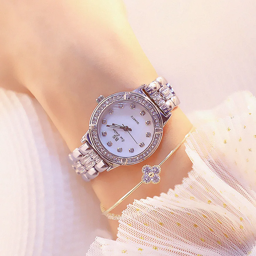 Недорогие Женские часы с желтым позолоченным покрытием и стразами женские