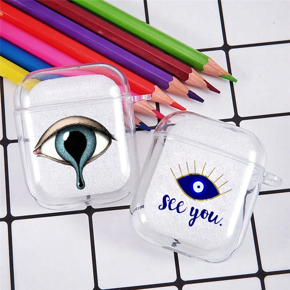 

Silicone cover for Airpods 1/2 Earphone Lucky Eye Blue Evil Eye Print cute soft Fundas Airpods Case Air Pods Charging Box Bags