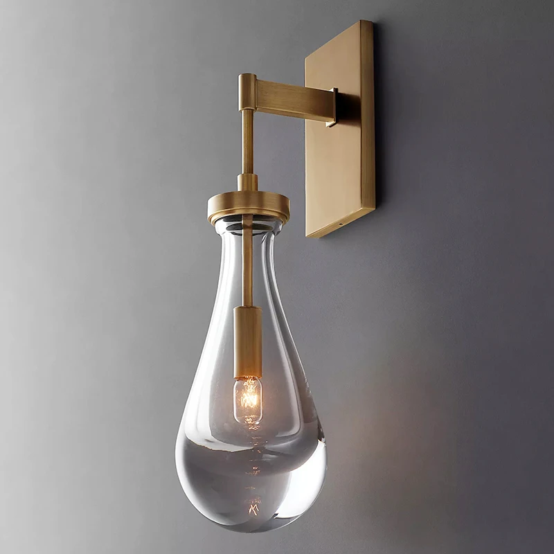 

Американская простая декоративная настенная лампа в форме капли воды, роскошные хрустальные лампы для гостиной, спальни, прикроватной тумб...